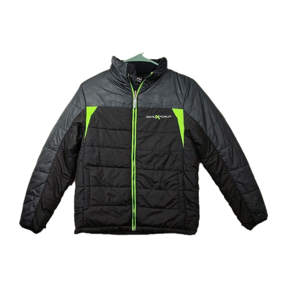 🔥🔥🔥ZeroXPosur youth jacket, boy's XL 14/16, black with green accents VGC